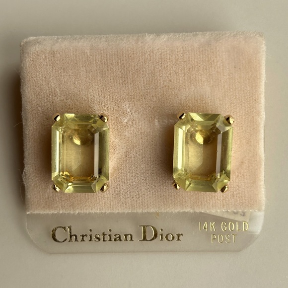 Dior Jewelry Rare Nwt Vintage Christian Dior Yellow Crystal Post
